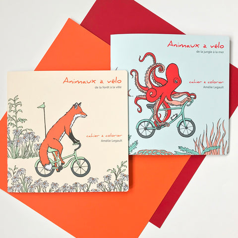 Coloring books, Animals on bikes