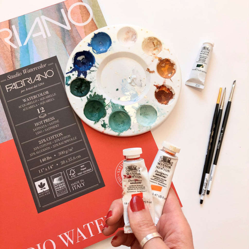 Art supplies favorites Fabriano paper and winsor and newton gouache 