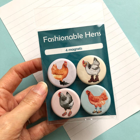 Fashionable Hens Fridge Magnets (set of 4)