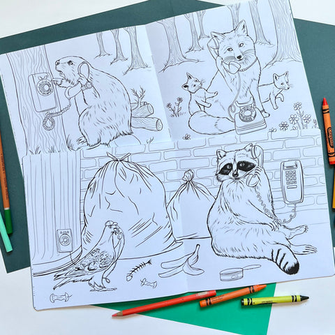 NEW - Coloring book, Animals on the phone - NEW