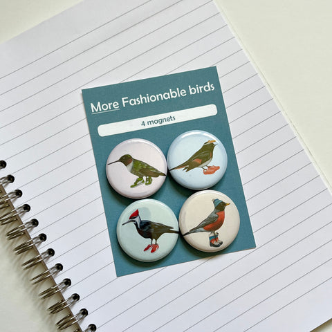 NEW - More Fashionable Birds Fridge Magnets (set of 4)