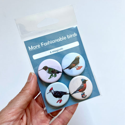 NEW - More Fashionable Birds Fridge Magnets (set of 4)