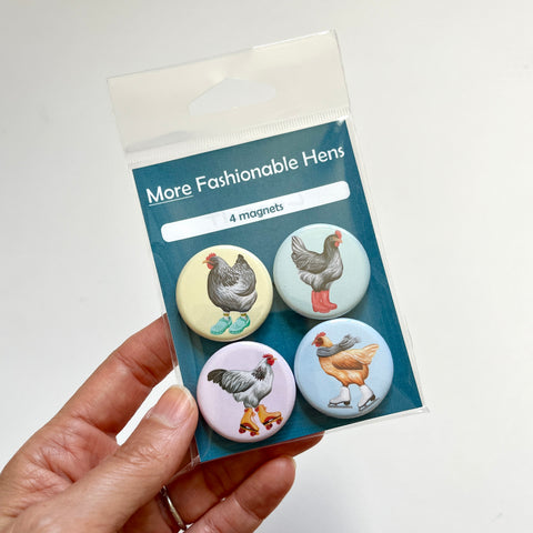 NEW - More Fashionable Hens Fridge Magnets (set of 4)