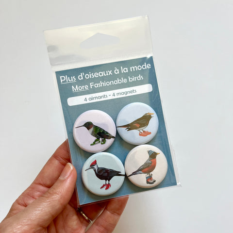 NEW - More Fashionable Birds Fridge Magnets (set of 4)