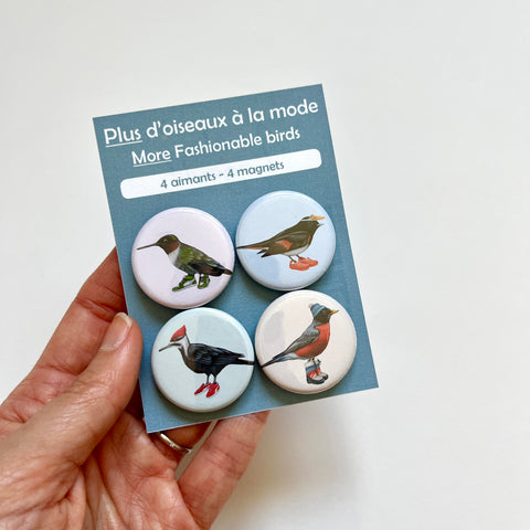 Aimants Oiseaux à la mode (ensemble de 4)