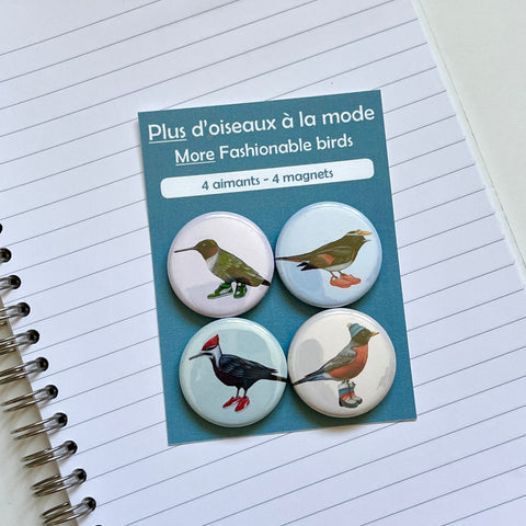 Aimants Oiseaux à la mode (ensemble de 4)