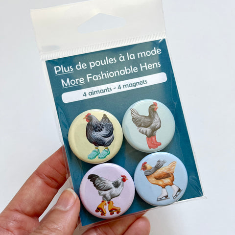 NEW - More Fashionable Hens Fridge Magnets (set of 4)