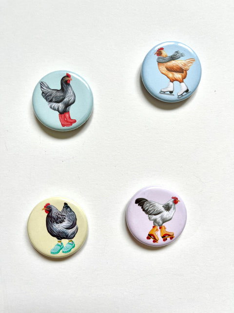 NEW - More Fashionable Hens Fridge Magnets (set of 4)