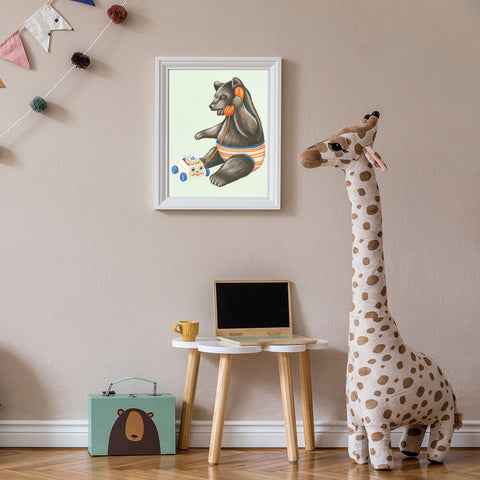 Baby Bear on toy phone - Poster