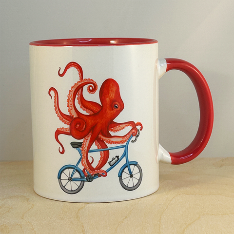 Octopus riding a Bike Mug