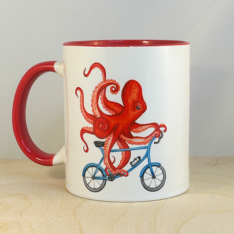Octopus riding a Bike Mug