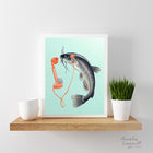 Barbotte, illustration de poisson, peinture de poisson, amelie legault, artiste québécoise, fait au québec, téléphone antique, poisson au téléphone