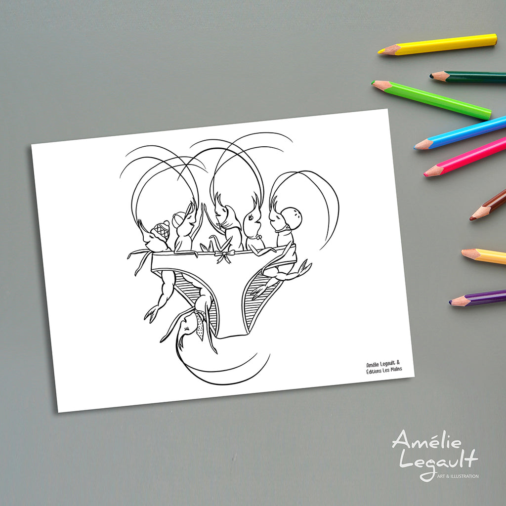 Jeannette la crevette, coloriages gratuits, téléchargeable, imprimable Amélie Legault, les éditions Les Malins 
