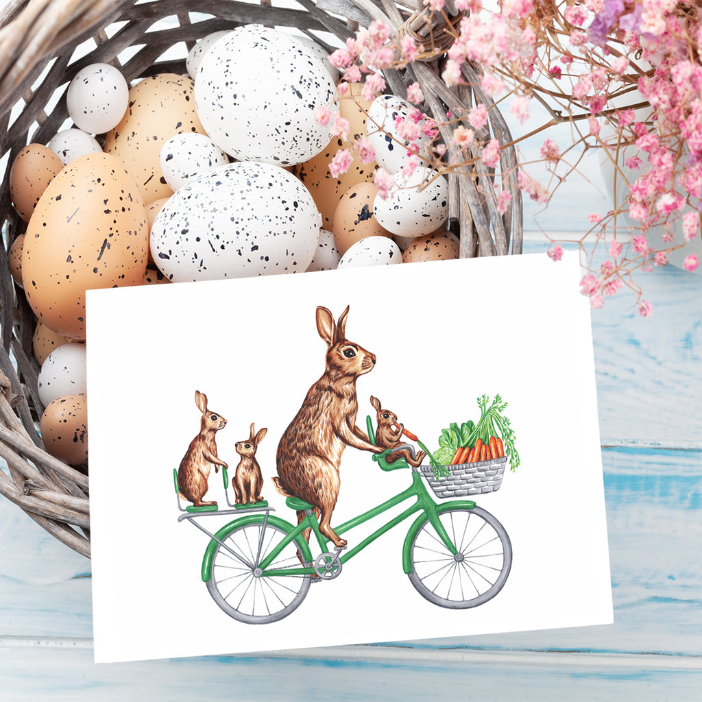 Carte de lapin, famille de lapin, carte de fête des mères, cartes de pâques, carte de naissance, amelie legault