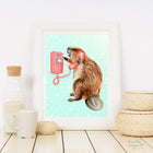 affiche de castor, illustration de castor, castor au téléphone, beaver on the phone, amelie legault, home decor, beaver decoration