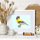 affiche d'oiseau, affiche de chardonneret par Amélie Legault, goldfinch bird art work