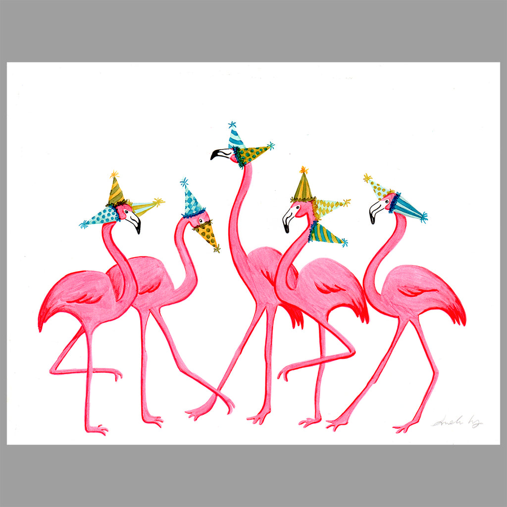 Flamingo illustration, original artwork, amelie legault, birthday party, flamingo love, flamingo decor, flamingo art