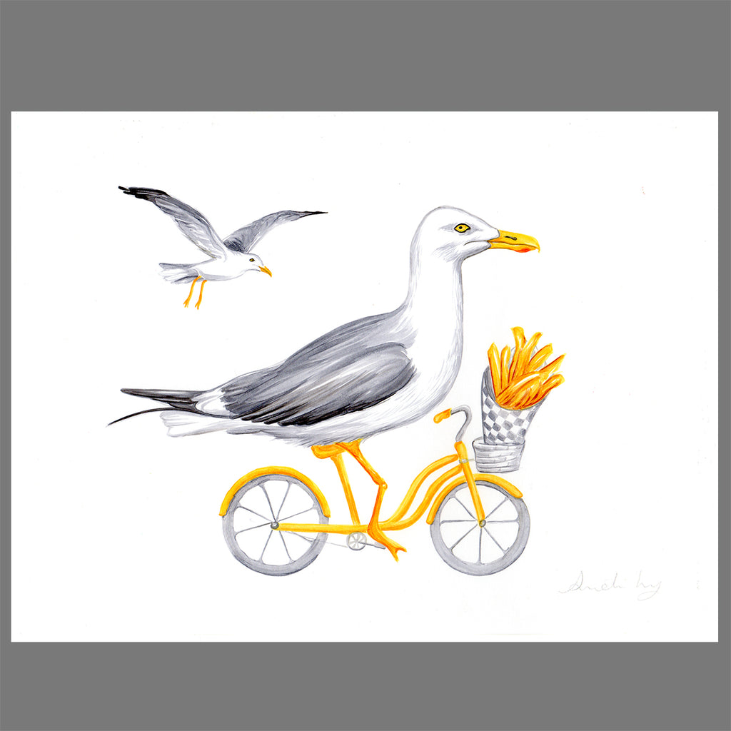 Seagulls on a bike - Original Artwork - Amelie Legault