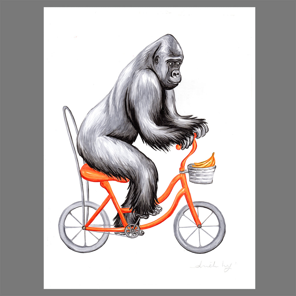 Gorilla on a bike - Original Artwork - Amelie Legault