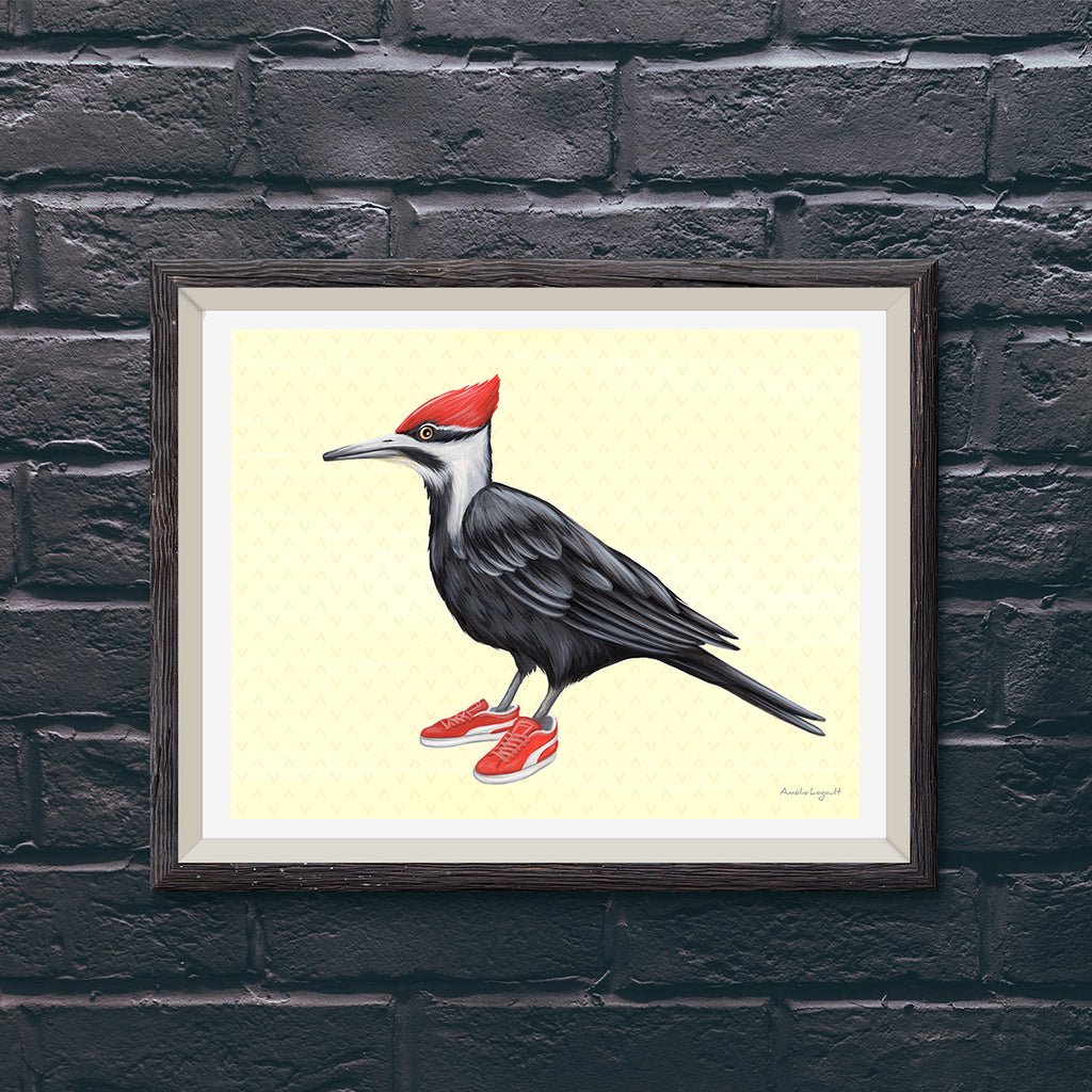 Woodpecker art print, female woodpecker illustration, Amelie Legault, north american bird illustration, bird artwork