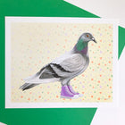 Pigeon, affiche de pigeon, illustration de pigeon, Amélie Legault, artiste canadienne, animal montréalais, souliers converse, peinture de converse, gouache, illustration de converse