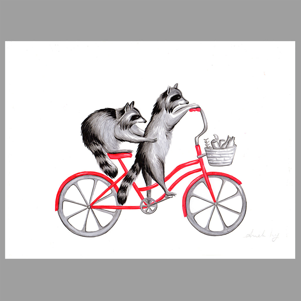 Raccoons on a bike - Original Work - Amelie Legault 