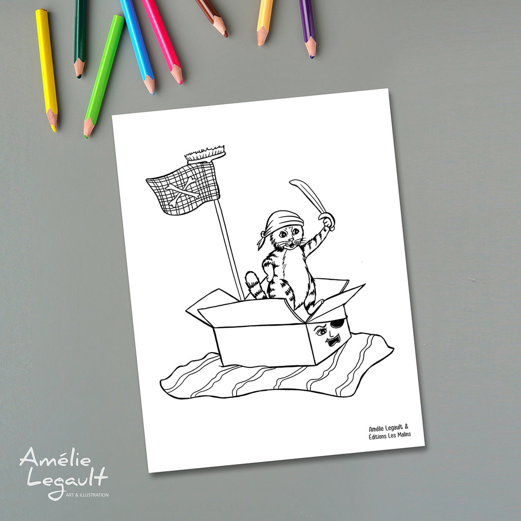 Thomas le chat et les émotions, coloriages gratuits, pages à colorier, Amélie Legault, Les éditions les malins