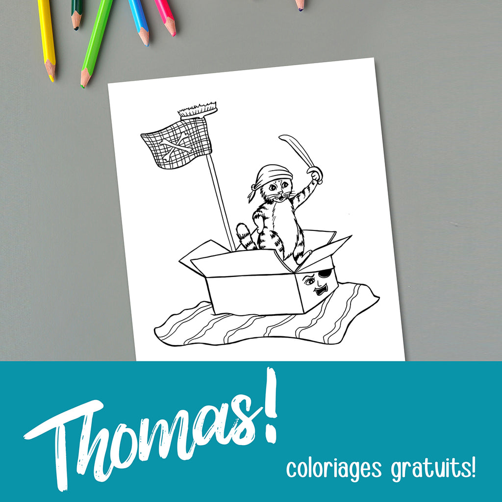 Thomas le chat et les émotions, coloriages gratuits, pages à colorier, Amélie Legault, Les éditions les malins