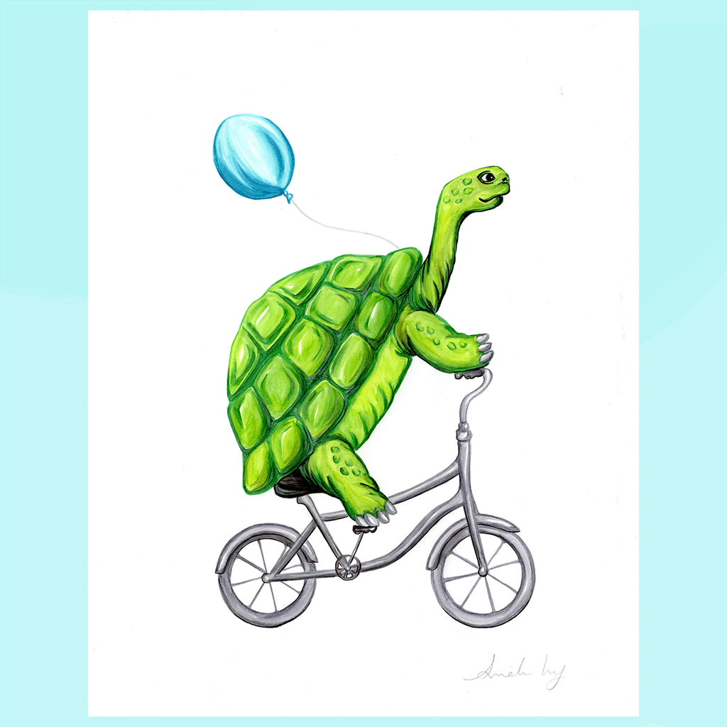 Turtle on a bike - Original artwork