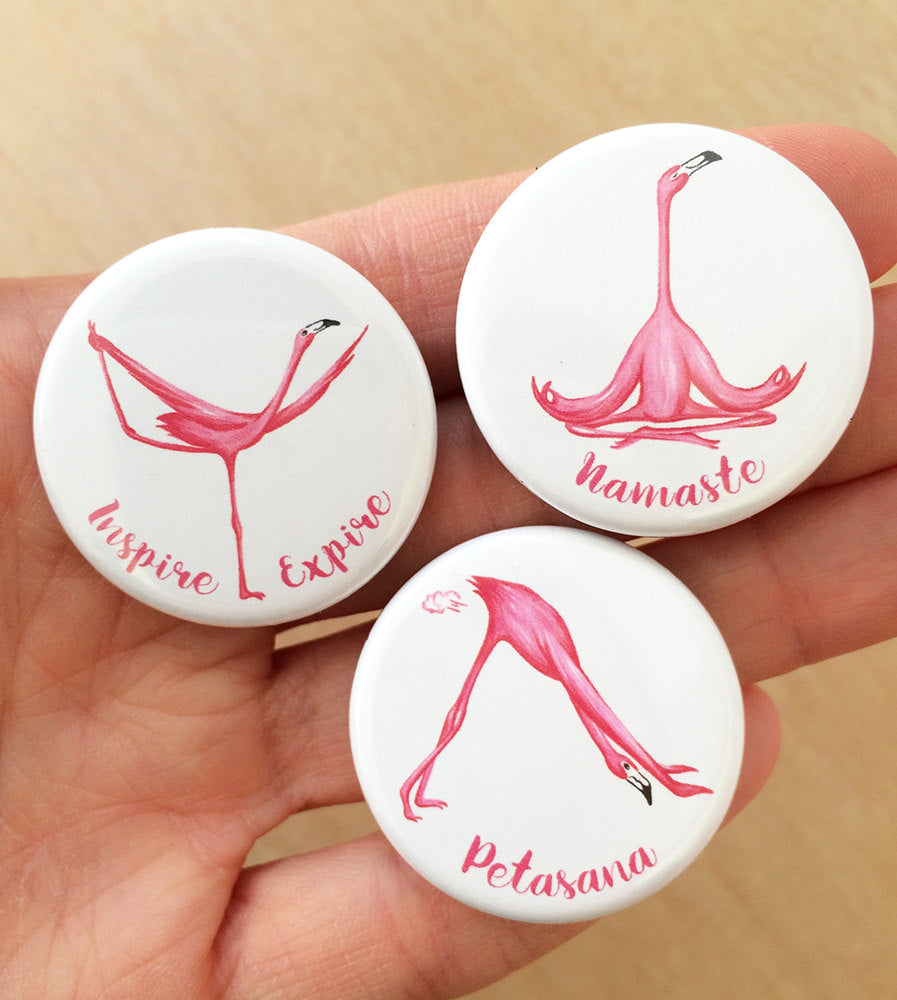 Yoga pink flamingo magnet