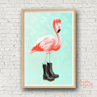 Pink Flamingo, boots, art print, home decor, flamingo art, flamingo love, flamingo decor, flamingo illustration, art, illustration, amelie legault
