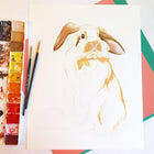 rabbit painting, rabbit illustration, gouache painting, holland hop, canadian artist, amelie legault